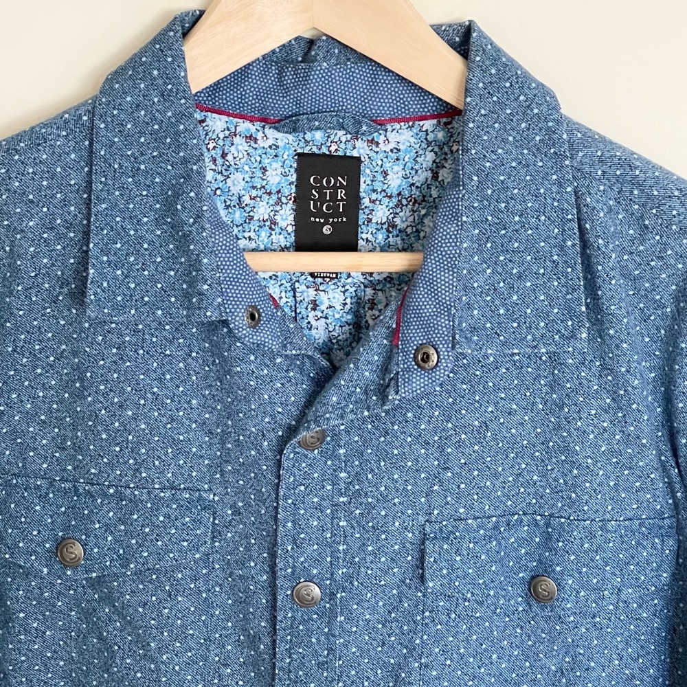 Construct New York Dot Pattern Snap Up Long Sleev… - image 3